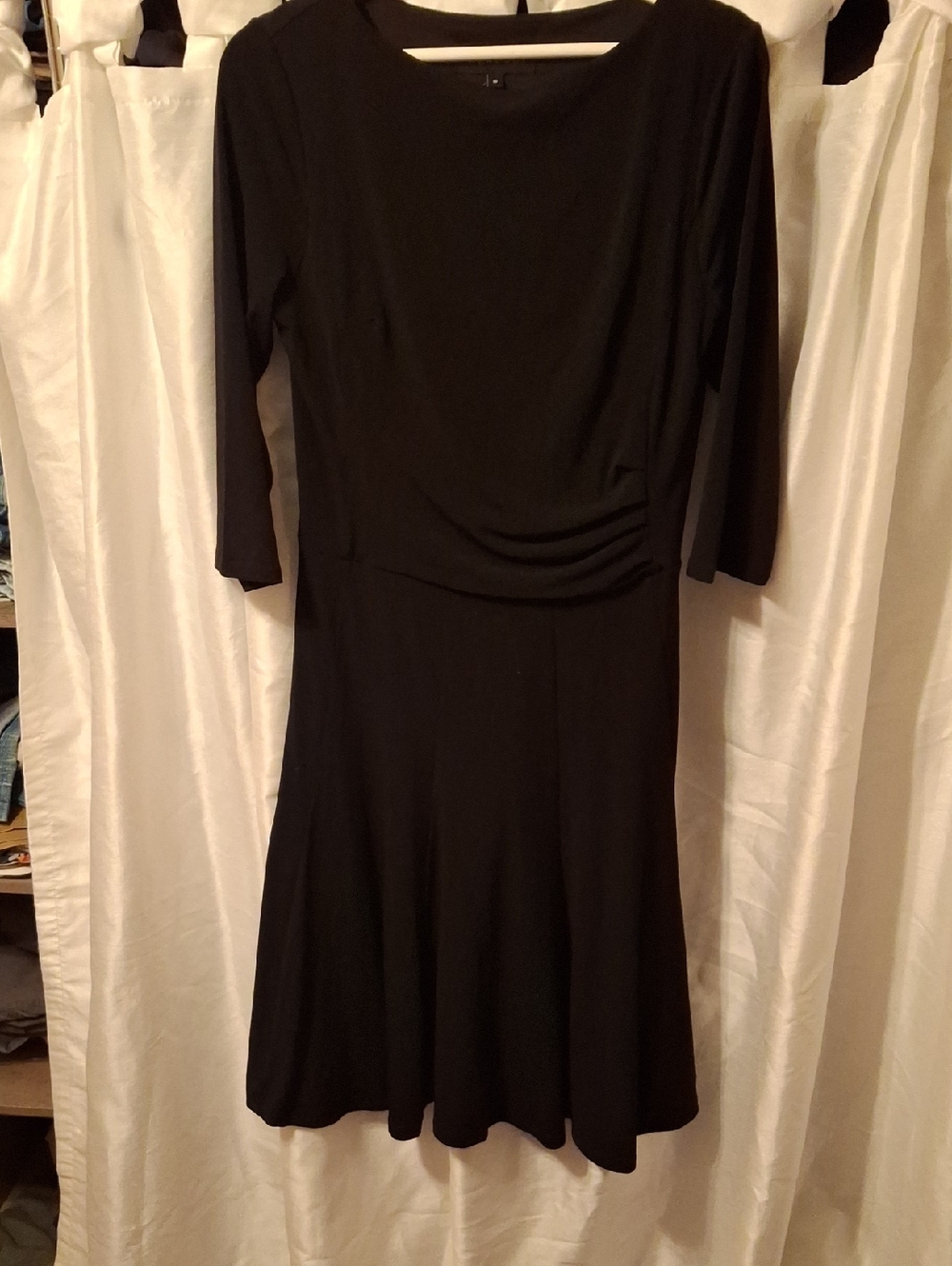 Black Long-Sleeve Fit-and-Flare Dress
